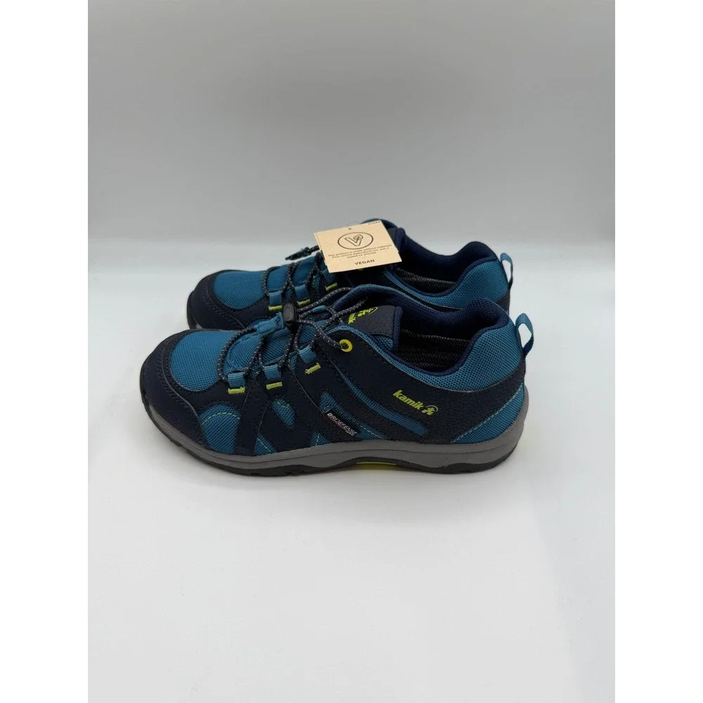 Kamik Trax Hiking Sneakers,YOUTH 6, EU 38,Navy/Lime,Waterproof,NEW/DAMAGE BOX